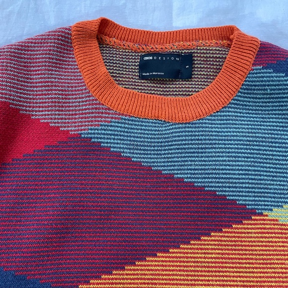 ASOS DESIGN Knitted Ombre Check Sweater Size Small - Picture 4 of 7